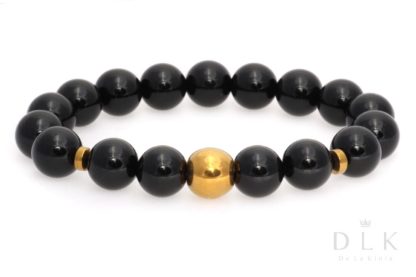 Bracelet “Onyx with a golden ball”