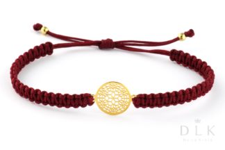 String bracelet “Maroon macrame with rosette”