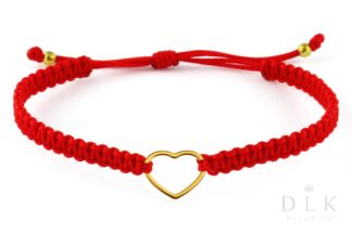 “Red macrame with heart” cord bracelet