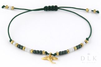 Bracelet “Green string with a bird”