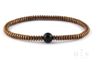 Bracelet “Brown hematites with onyx ball”