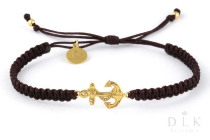 A rope bracelet “Brown macrame with an anchor”