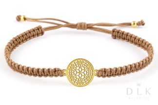 String bracelet “Beige macrame with rosette”