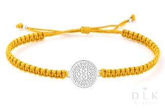 A string bracelet “Mustard macrame with a rosette”