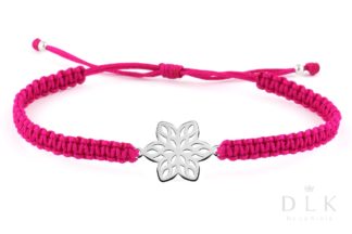 A string bracelet “Ruby macrame with a flower”