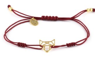 Bracelet “Burgundy string with a fox”