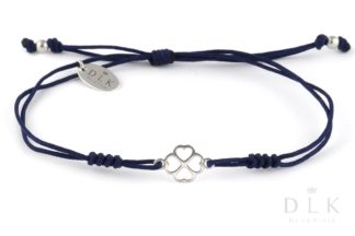 Bracelet “Navy blue string with a clover in hearts”