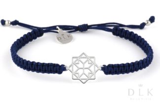 A string bracelet “Navy blue macrame with a geometric link”
