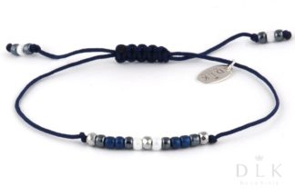 Bracelet “Navy blue beads with hematite on a string”