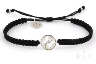 String bracelet “Black macrame with horses on Yin Yang”