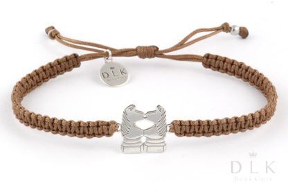 String bracelet “Beige macrame with silver horse jumpers”