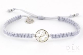 String bracelet “Gray macrame with horses on Yin Yang”