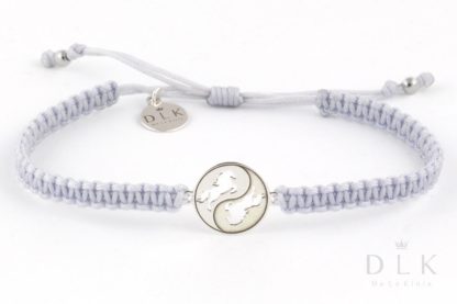String bracelet “Gray macrame with horses on Yin Yang”