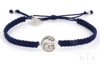 A string bracelet “Dark blue macrame with a man and a horse”
