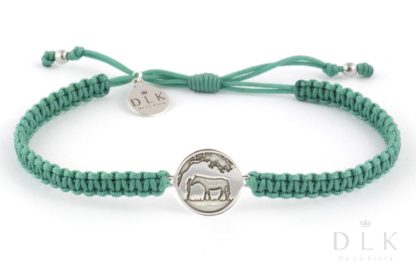 String bracelet “Emerald macrame with a man and a horse”
