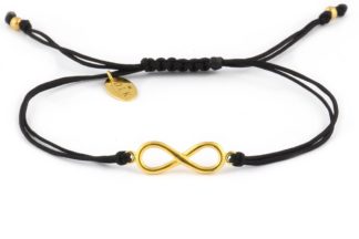 Bracelet “Black string with golden infinity”