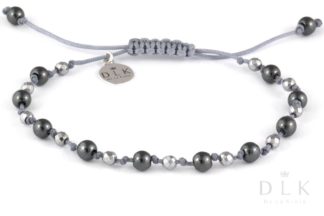 Bracelet “Silver hematites on a gray string”