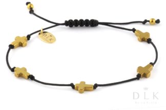 Bracelet “Golden hematite crosses on a black string”