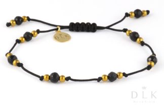 Bracelet “Onyx with golden hematite on a black string”