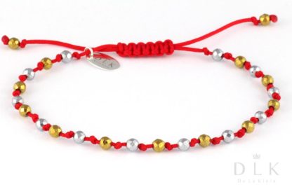 Bracelet “Silver and golden hematites on a red string”