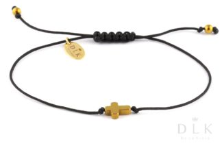Bracelet “Golden hematite cross on a black string”