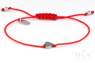 Bracelet “Silver hematite heart on a red string”