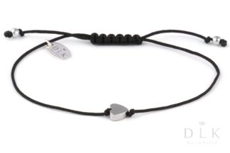 Bracelet “Silver hematite heart on a black string”