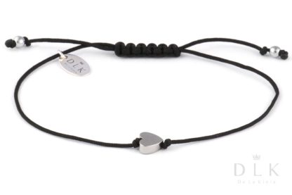 Bracelet “Silver hematite heart on a black string”