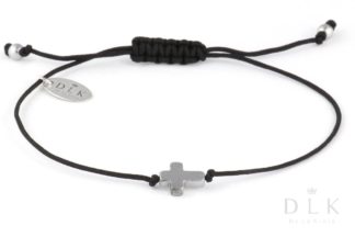 Bracelet “Silver hematite cross on a black string”