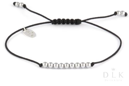 Bracelet “Silver hematite balls on a black string”