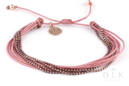 Bracelet “Powder-pink strings with a chain”