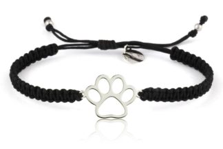String bracelet “Black macrame with a dog’s paw”