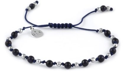 Bracelet “Night of Cairo with hematite on a navy blue string”