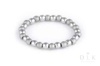 Pierścionek elastyczny ze srebrnych hematytów