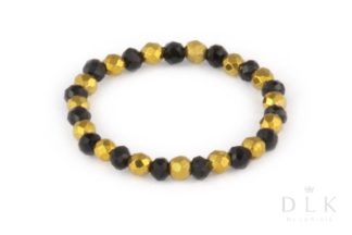 Pierścionek elastyczny ze spineli i złotych hematytów