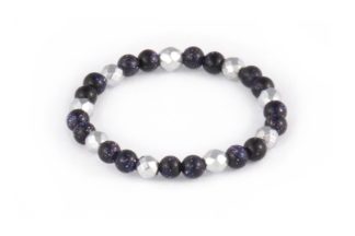 Pierścionek elastyczny z Nocy Kairu i srebrnych hematytów