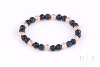 Pierścionek elastyczny z Nocy Kairu i różowych hematytów