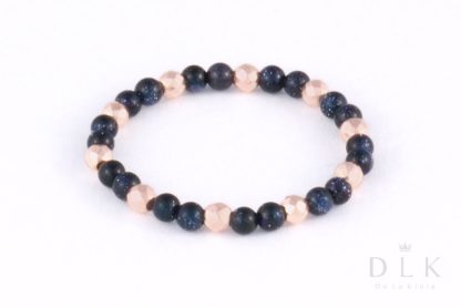 Pierścionek elastyczny z Nocy Kairu i różowych hematytów