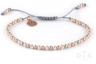 Bracelet “Pink-silver hematites on a gray string”