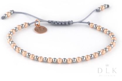 Bracelet “Pink-silver hematites on a gray string”