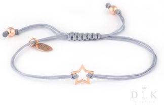 Bracelet “Gray string with a star in Rose Gold”