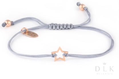 Bracelet “Gray string with a star in Rose Gold”