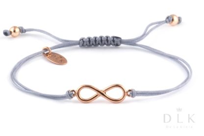 Bracelet “Gray cord with infinity in Rose Gold color”