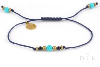 Bracelet “Cairo Night with a turquoise magnesite ball on a navy blue string”