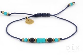 Bracelet “Night of Cairo with turquoise magnesite bars on a navy blue string”