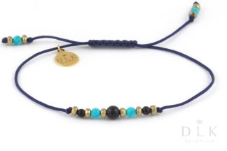 Bracelet “Night of Cairo with turquoise magnesite balls on a navy blue string”
