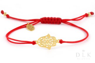 Bracelet “Chamsa Red string with golden hand of Fatima”