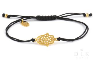 Bracelet “Chamsa Black string with golden hand of Fatima”