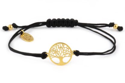 Bracelet “Black string with a golden Tree of Life”