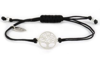 Bracelet “Black string with silver Tree of Life”